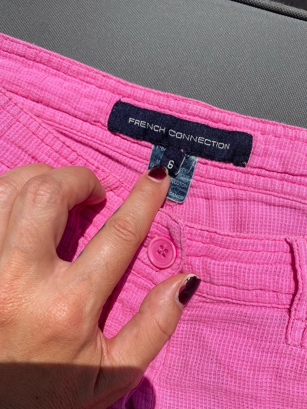 Vintage French Connection Low Rise Hot Pink Cargo-Style Pants Y2K Size 6 - Picture 2 of 5